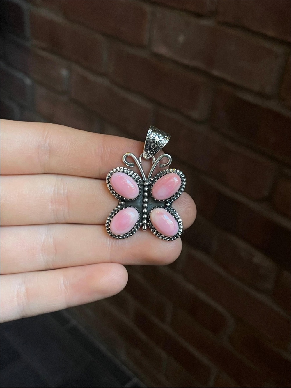 Pink Conch Butterfly Pendant